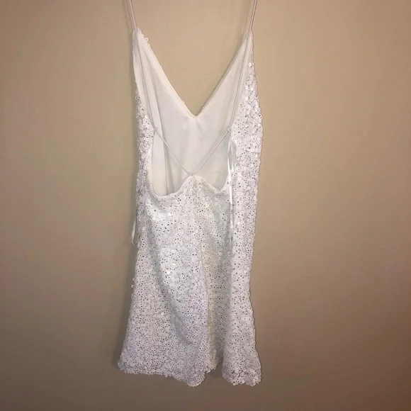 Lulu's Force of Fashion White Backless Sequin Mini Dress Lulu's Force of Fashion White Backless Sequin Mini Dress